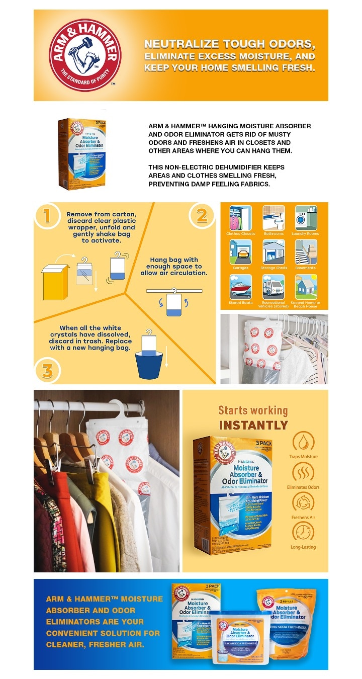 Arm and Hammer 16 oz. Hanging Moisture Absorber (3Pack), Fragrance